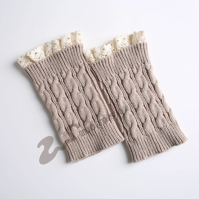 Knit Gaiters Leg Warmers, 100% Acrylic, Short Lace Cuff, Demi‑season Short Boot Socks