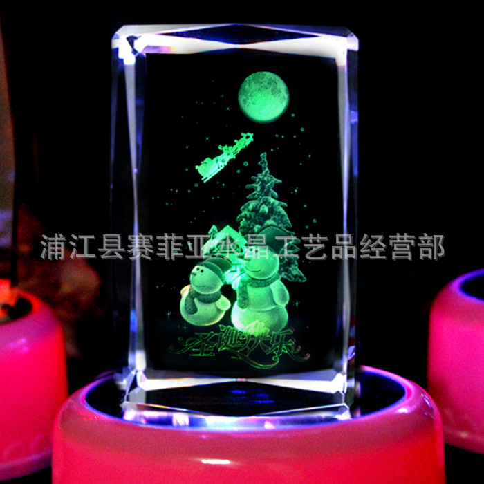 christma snowman crystal laser