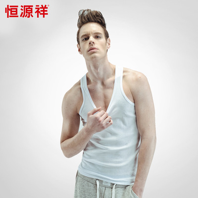 恒源祥2015年新款夏季男士背心纯棉运动修身工字大码紧身背心批发