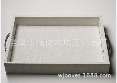 高档鳄鱼纹皮质托盘 酒店托盘带手柄|ru