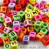 Acrylic beads with letters, 7mm, wholesale