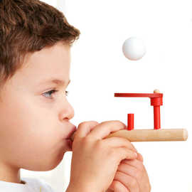 批发木制吹球器 传统吹球游戏 互动游戏 儿童早教益智玩具