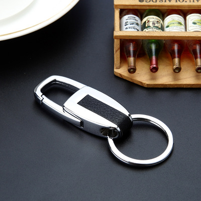 廠家直銷創意PU皮鑰匙扣男士汽車鑰匙扣金屬鑰匙圈大方腰扣鑰匙扣