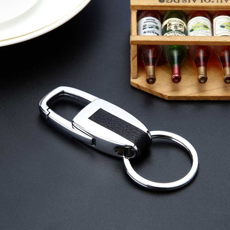 廠家直銷創意PU皮鑰匙扣男士汽車鑰匙扣金屬鑰匙圈大方腰扣鑰匙扣