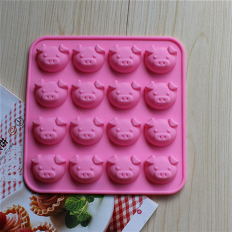 现货批发胶蛋糕杯16连小猪头巧克力模冰格模DIY烘焙模蛋糕模具
