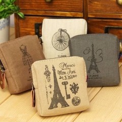 Factory Wholesale Retro Paris Zero Wallet Korean Version Zakka Small Bag Nostalgic Memory Canvas Coin Purse