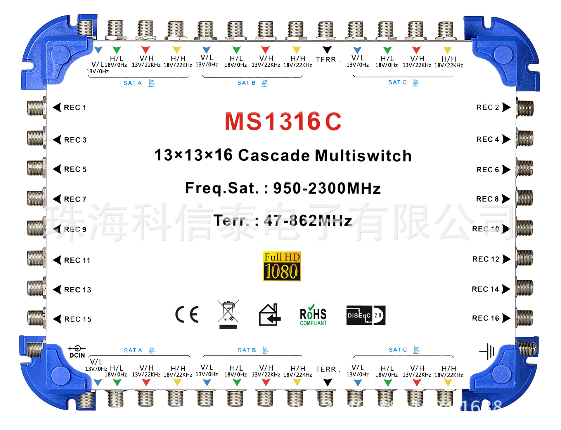 13进16出Multiswitch级联终端多路卫星开关