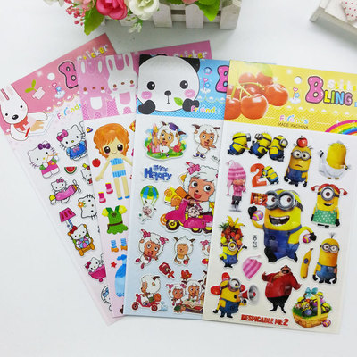 儿童宝宝贴纸 泡泡贴新款超大号 闪光立体泡泡贴 卡通粘贴画批发|ru