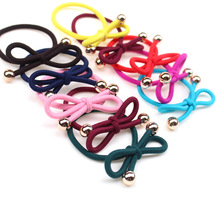 韩版粗款饰品批发金珠皮筋 活动赠品批发单线蝴蝶结打结发圈516g