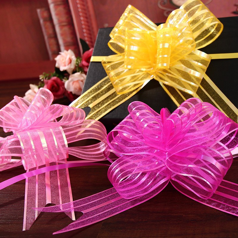 Wedding supplies Large 5cm Sheer Hand Flower Wedding car decoration gift packing bow Jacquard Manufactor wholesale