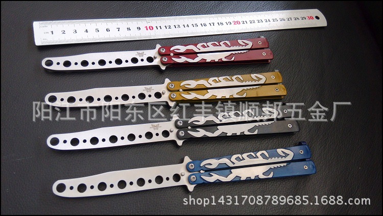 美国新款蝴蝶刀 蝎子练习小刀 甩刀训练刀 厂家 批发 现货 未开刃
