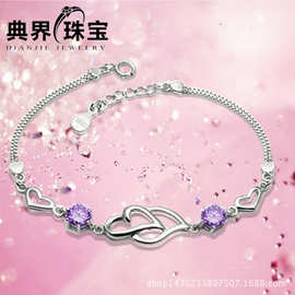 925纯银紫水晶手工手链首饰银饰女款精美银饰品厂家手作精致