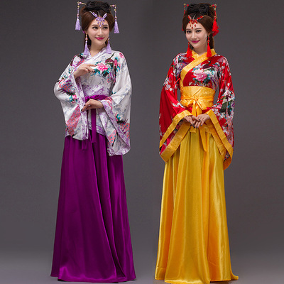 Chinese Folk Dance Dress Han costume ancient fairies stage costumes chorus Hanfu dance costumes