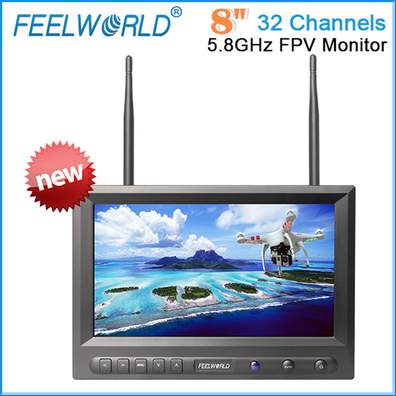 FPV819DT 富威德8寸航拍监视器内置双通道5.8G 32频道接收 包邮