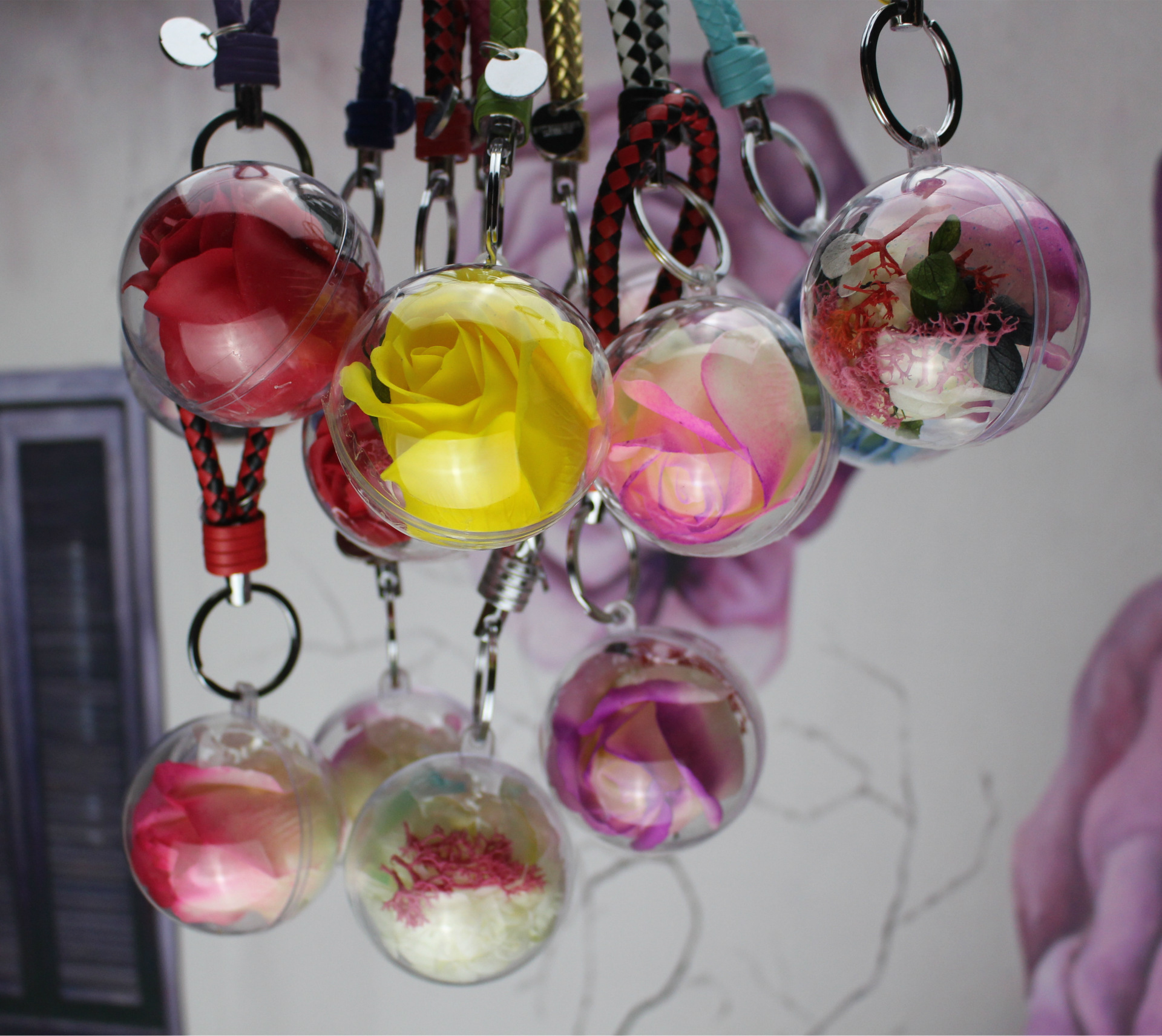 Spend eternity Soap Rose Ball Pendant flower Material Science Jewelry stores Car hitch Bag hanging keychain wholesale