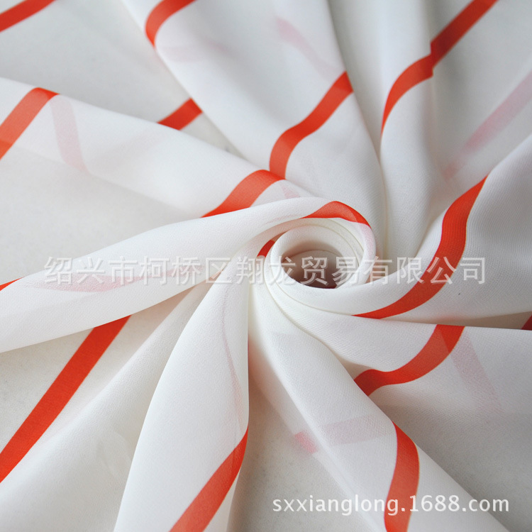 【翔龙印花 XL306】新品 经典简约规则宽窄7*0.8条纹雪纺