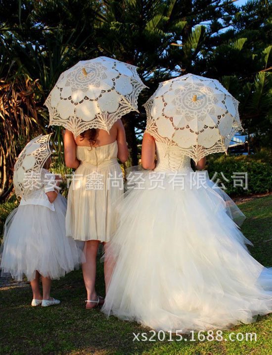 EMI Korea lace Lace wedding Wedding celebration Children umbrella Handmade lace white European style Craft umbrella