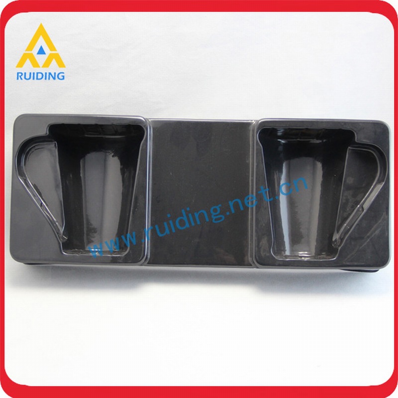 马克杯黑色片ps吸塑 两个装杯子吸塑包装内盒