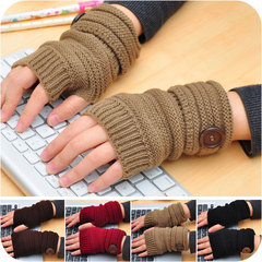 New Thermal Knit Fingerless Gloves with Exposed Fingers, Wholesale Half-Finger Gloves, Half-Palm Computer Short Gloves for Winter Warmth