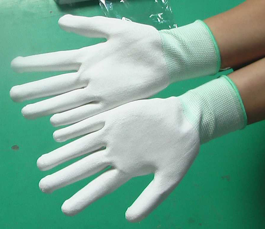 尼龙PU涂指手套劳保涂层耐磨防静电无尘透气量大包邮手部防护