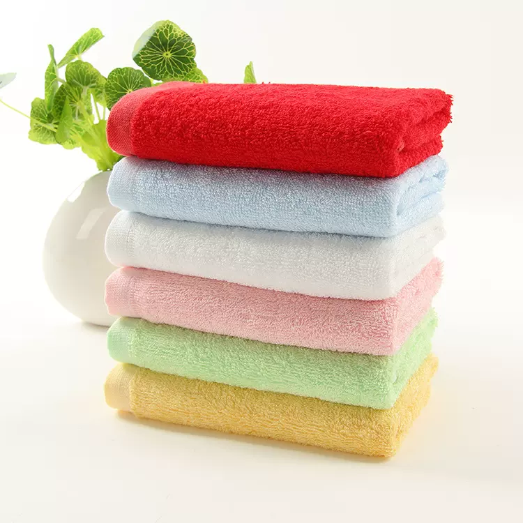 清爽素色竹纤维毛巾美容巾吸水面巾公司劳保批发洗脸巾柔软吸水