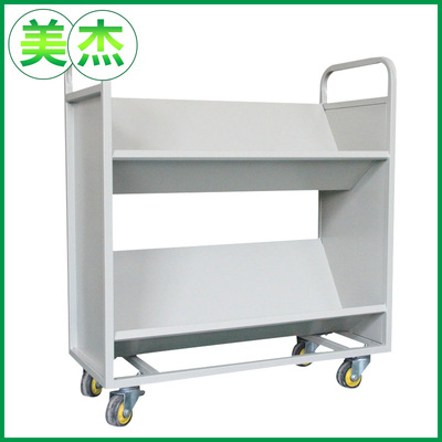 加工定制 档案数两层V型手推书车 不锈钢钢制静音书车