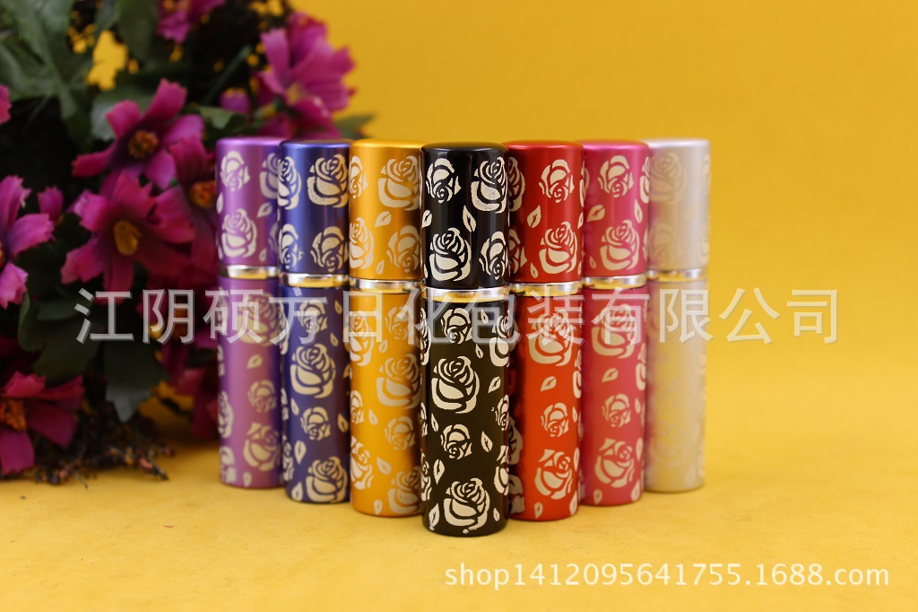 供应5ml玫瑰花香水管 铝制喷雾器 香水铝瓶 香水樽 铝制香水瓶