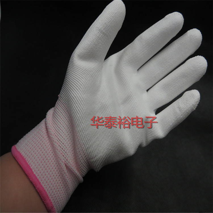 尼龙 pu 涂掌手套 无尘 涂胶 防 静电 涂掌 手套 劳保手套
