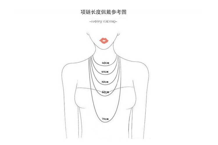 项链长度佩戴参考图