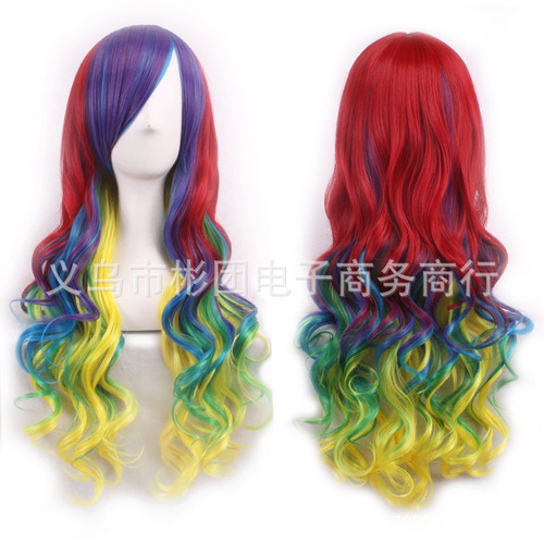 Wavy Hair Wigs Gradual Cosplay animation wig cos original color female long curly hair headgear Lolita