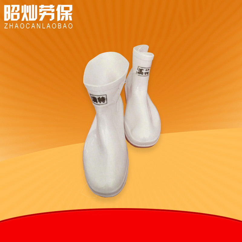 white Short tube Corrosion Food Hygiene canteen Food manufacturer Acid-proof Food boots Yuanbaoxie Boots