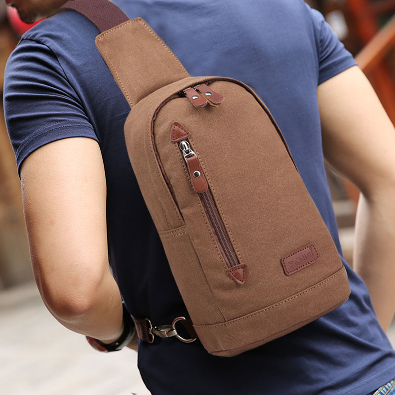 厂家批发男士帆布胸包 多功能休闲斜挎包 运动小包跨境货源