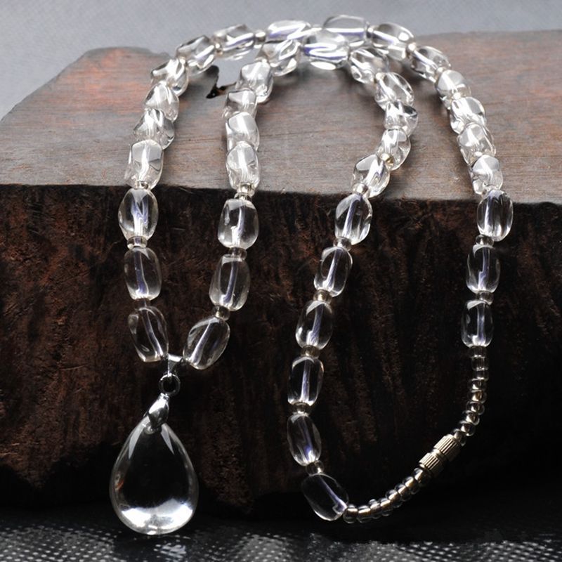 创意个性化白水晶波纹项链 现货女式国潮白水晶波纹锁骨项链