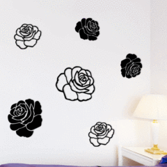 精彩牆飾水晶立體亞克力鏡面牆貼客廳情人節送女友禮物裝飾畫玫瑰