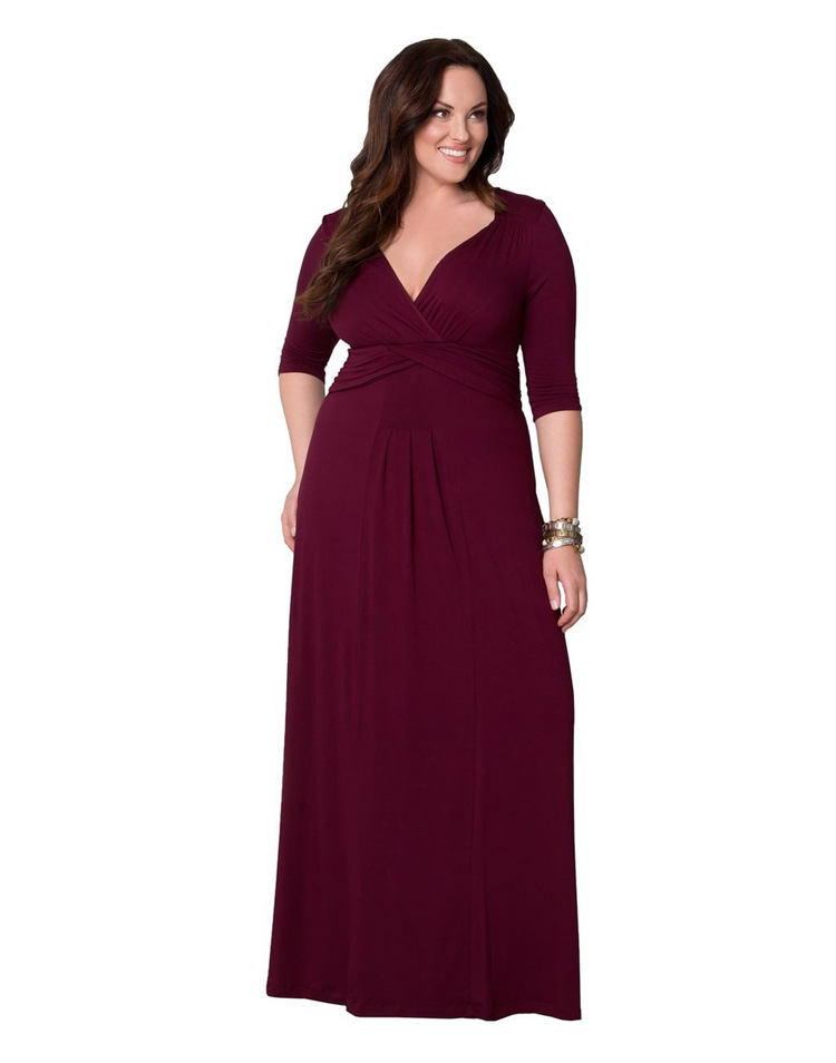 Polyester Fashiondress(Wine Red - L) NHDF0276-Wine Red - L