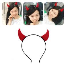 万圣节红色头箍牛角发带耳朵cos造型头饰圣诞礼物儿童发箍饰品13g
