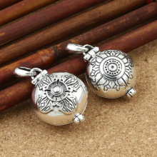 批发S925纯银饰品时尚复古泰银男女士太阳纹嘎乌盒吊坠坠链 百搭