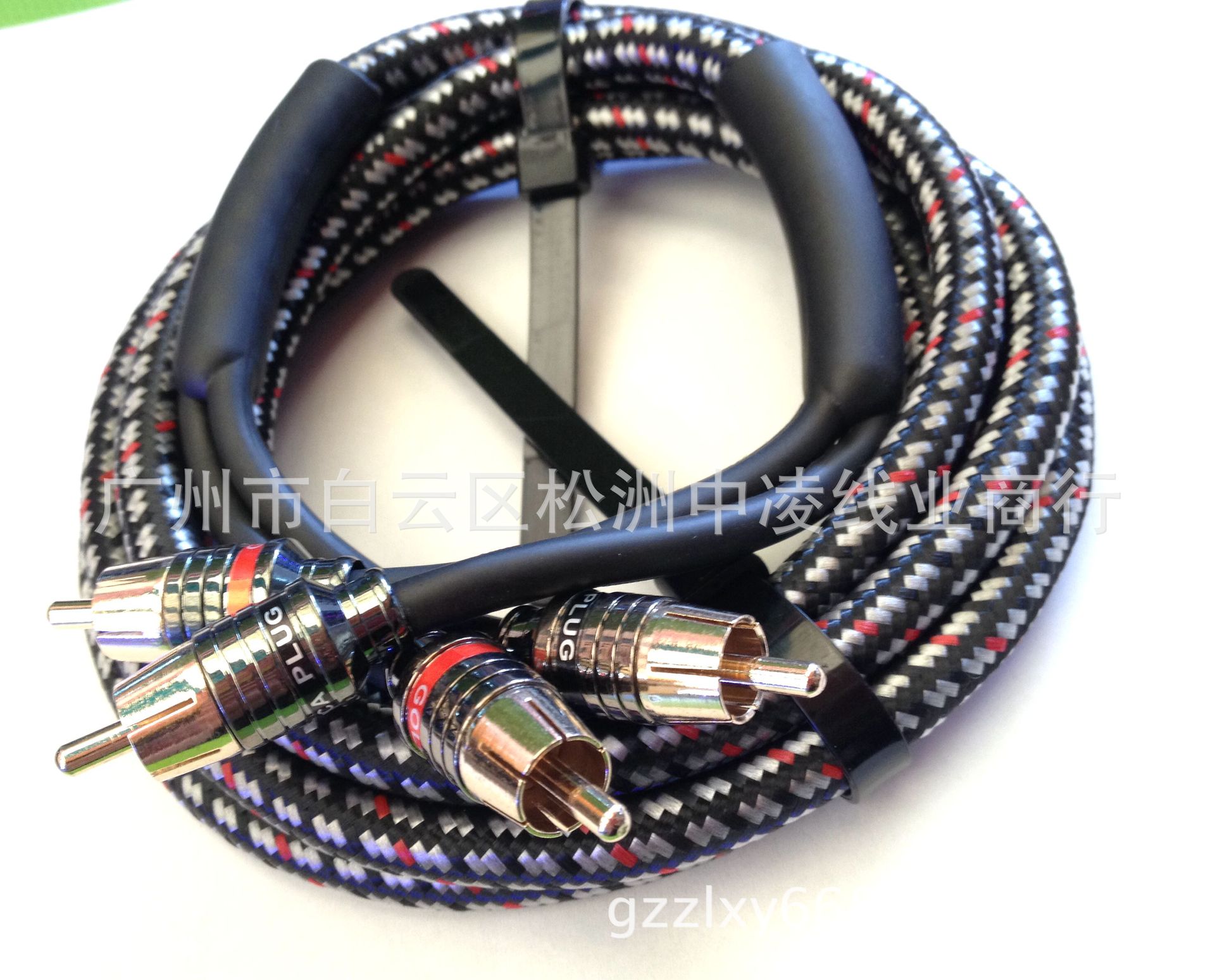 纯铜汽车音响功放音频线五彩金属头音频线四头线 2RCA-2RCA线