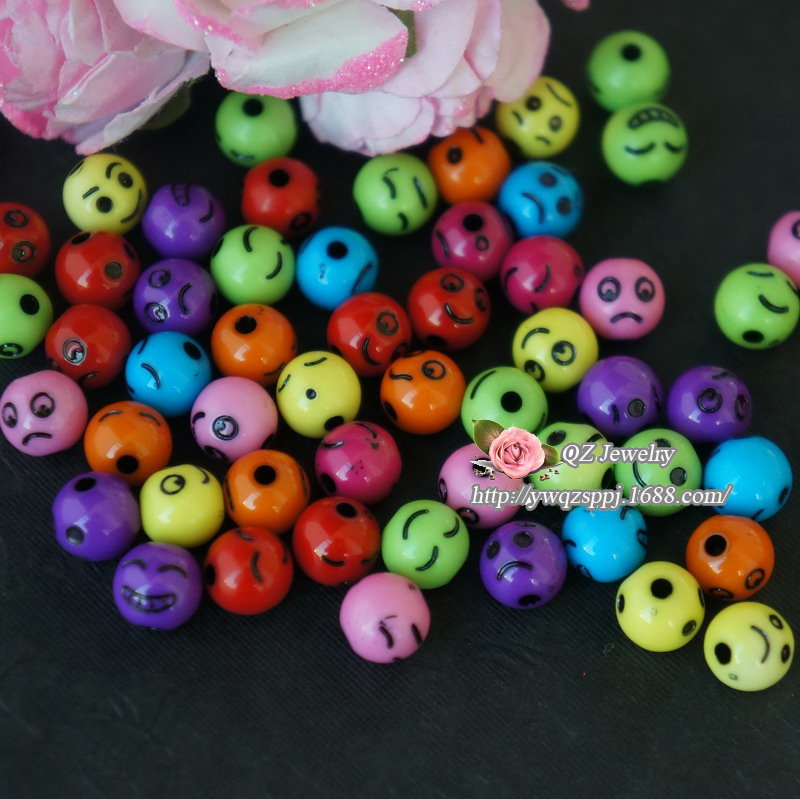 Colorful children's jewelry accessories DIY beading materials, joy, anger, sorrow and happiness expression character beads, educational game beading detail image 3