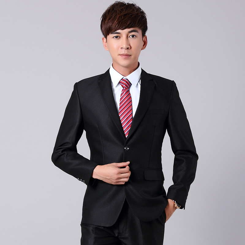 新款韩版男士西服套装长袖单排一粒扣职业装商务西装套装 可定制|ru