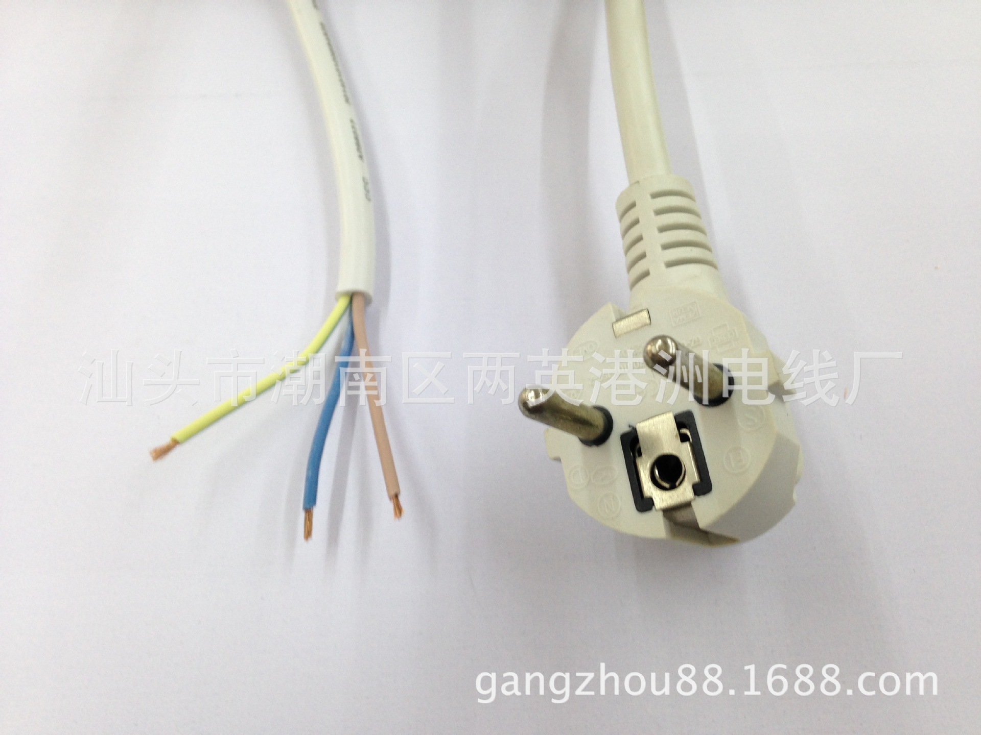 全铜白色欧式电源线 ce认证欧盟插头线欧规AC圆柱电动机器连接线