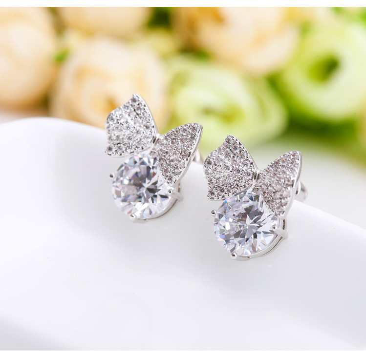 Zircon Fashion Bow Earrings display picture 5