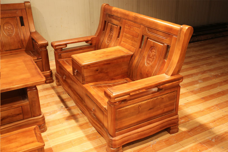 7件套实木沙发 单人三人组合沙发 实木中式沙发 香樟木沙发668