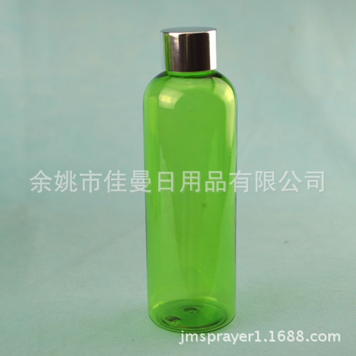 供应200ml圆肩淡绿 电化铝旋盖 纯露分装瓶 乳液空瓶 简易盖