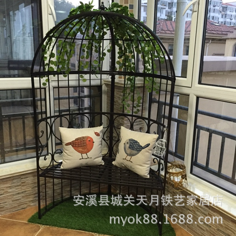 European style originality outdoors Iron art Birdcage chair outdoors balcony courtyard Leisure chair Semicircle cage Metal Chairs