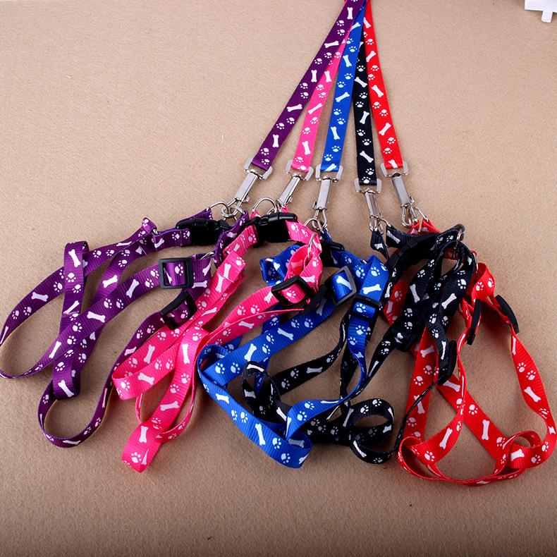 Wholesale 1.0CM Dog Leash Polyester Printed Puppy Pet Harness and Lead Set