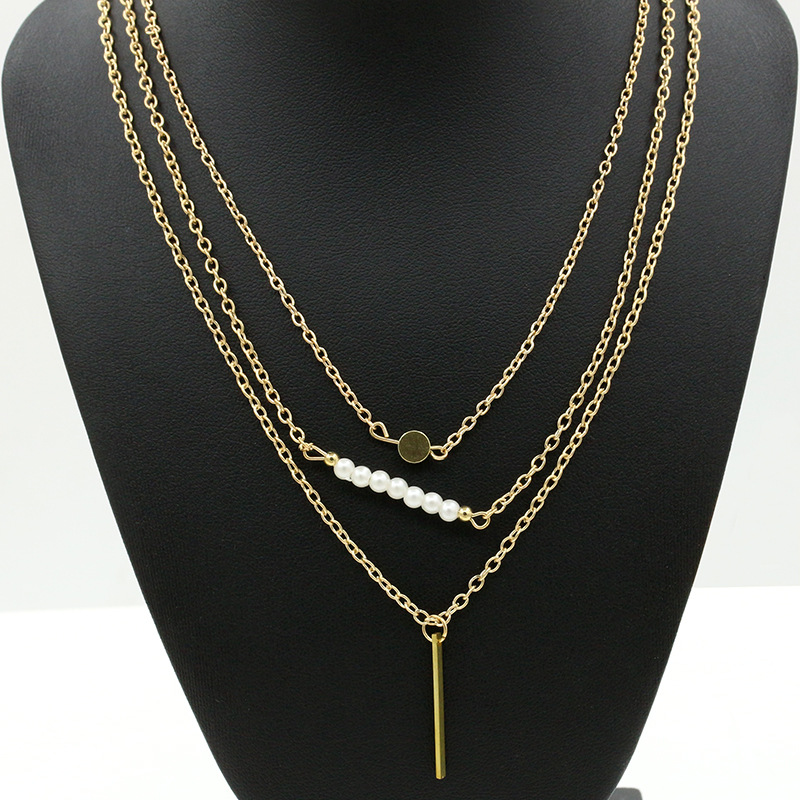 New Fashion Simple  Beautiful   Pearl Sticks Multi-layer Necklace Nihaojewelry Wholesale display picture 4