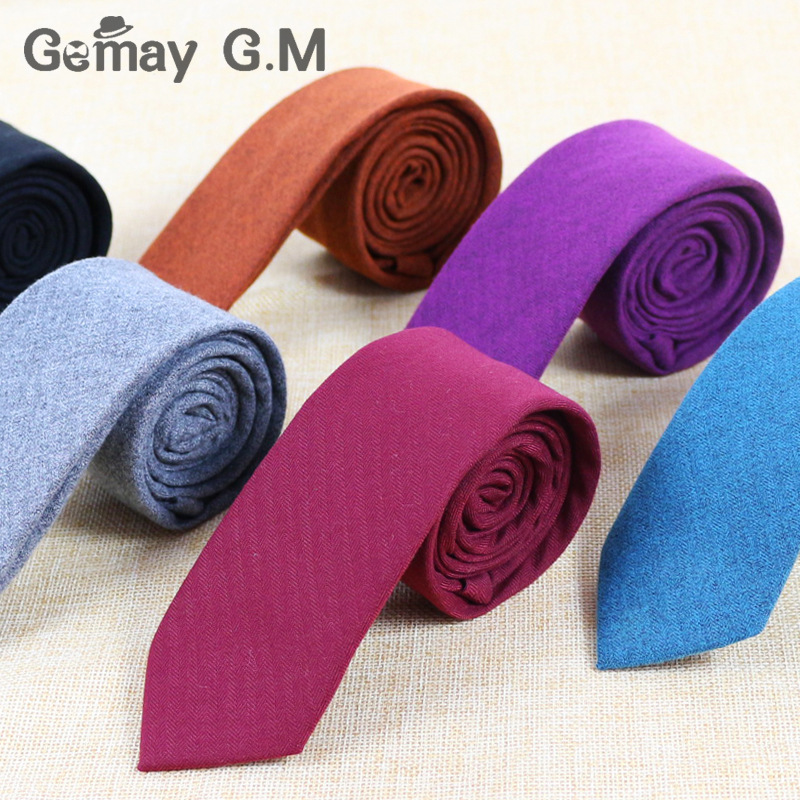 Cotton and linen men's tie 6cm narrow ti...