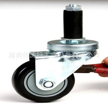 線棒手推車3寸插桿萬向聚氨酯(PU)工業腳輪 精益管物料架插桿腳輪