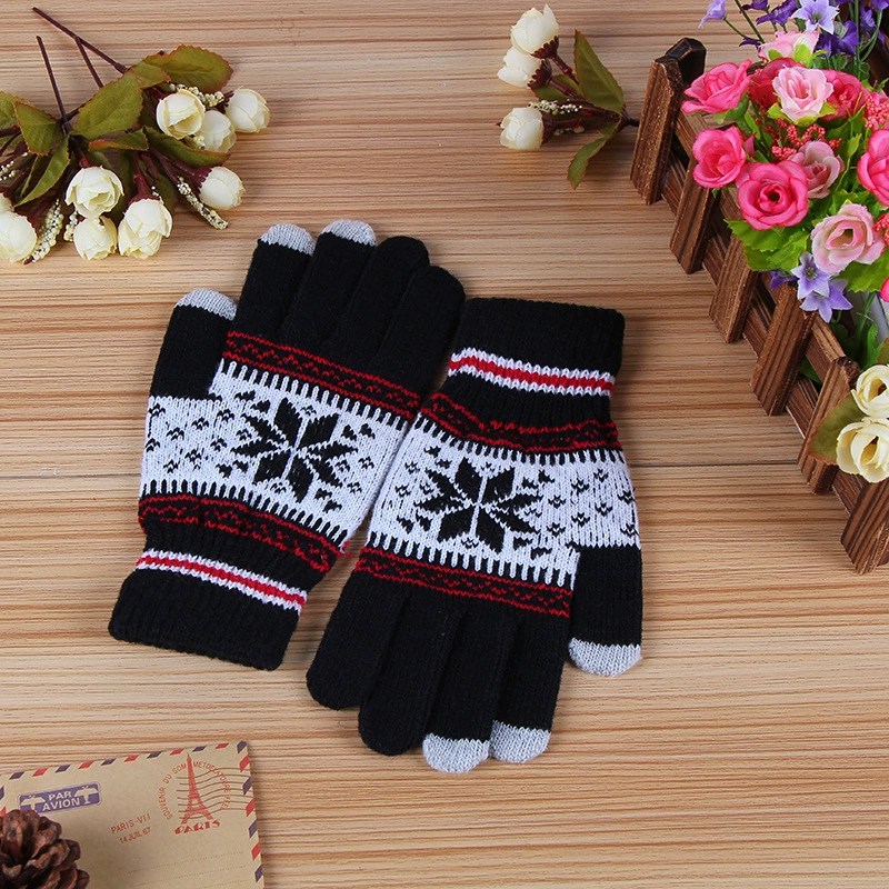 Warm gloves, with snowflakes, wholesale